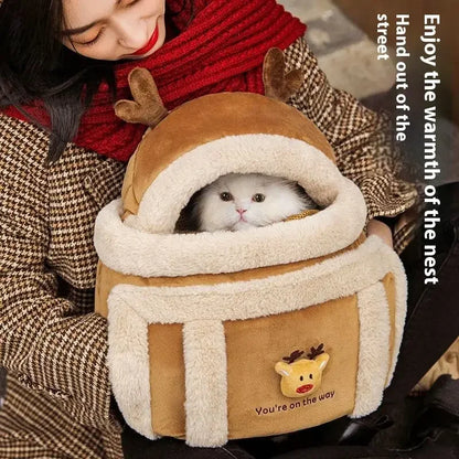 Furry Warm Cat Carrier Portable Pet