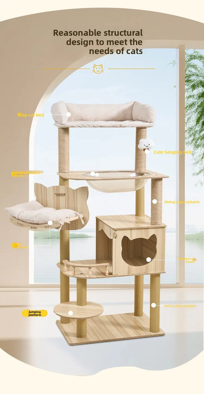 Large Wooden Cat Tree House