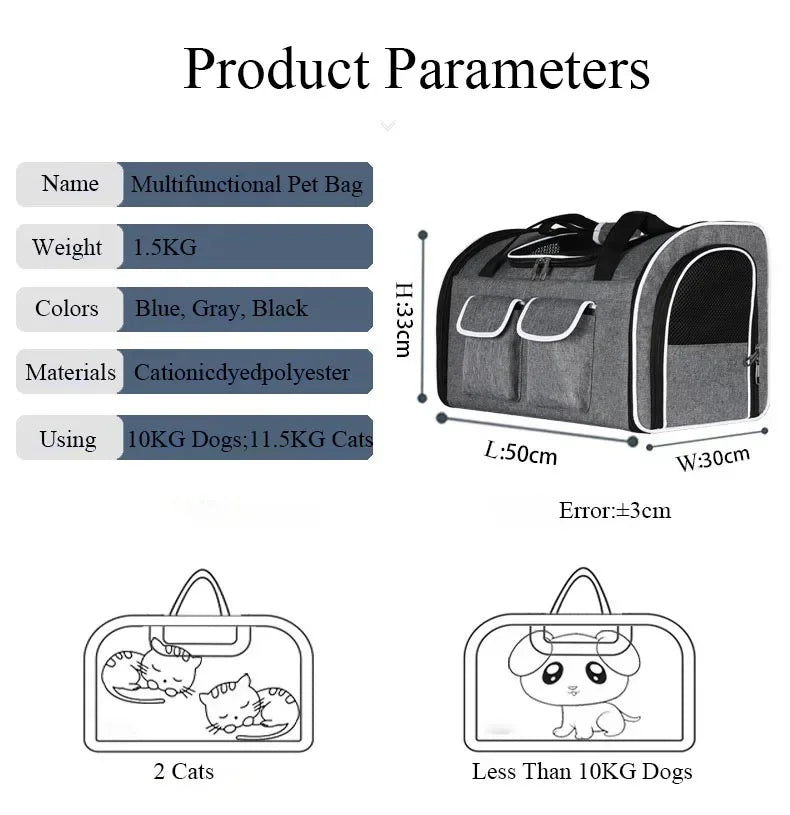 Big Space Foldable Pet Carrier Backpack