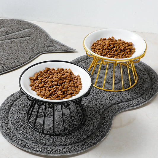 Food Water Bowls with Rack for Cats