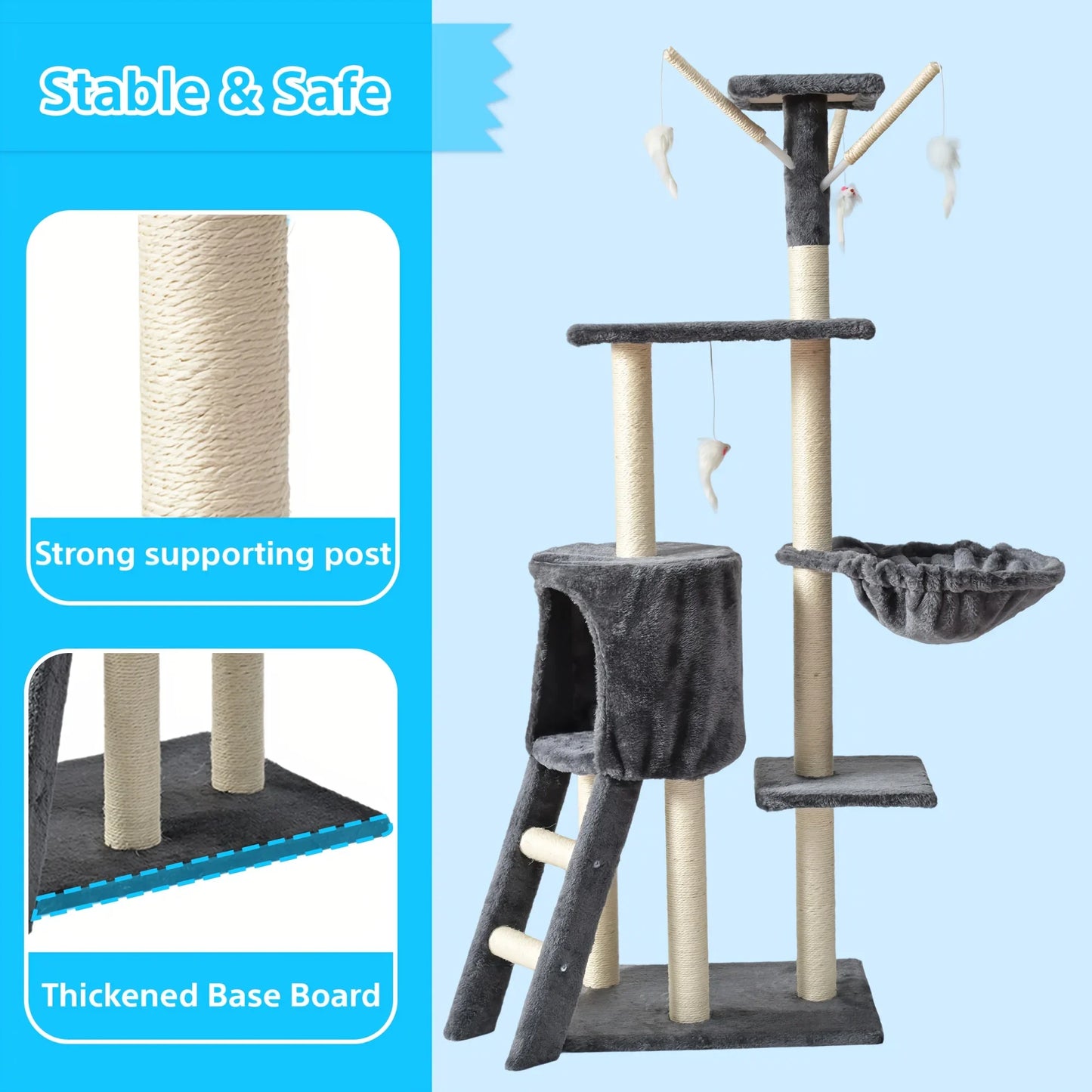 Large Multi-Tier Cat Tree with Cozy Beds