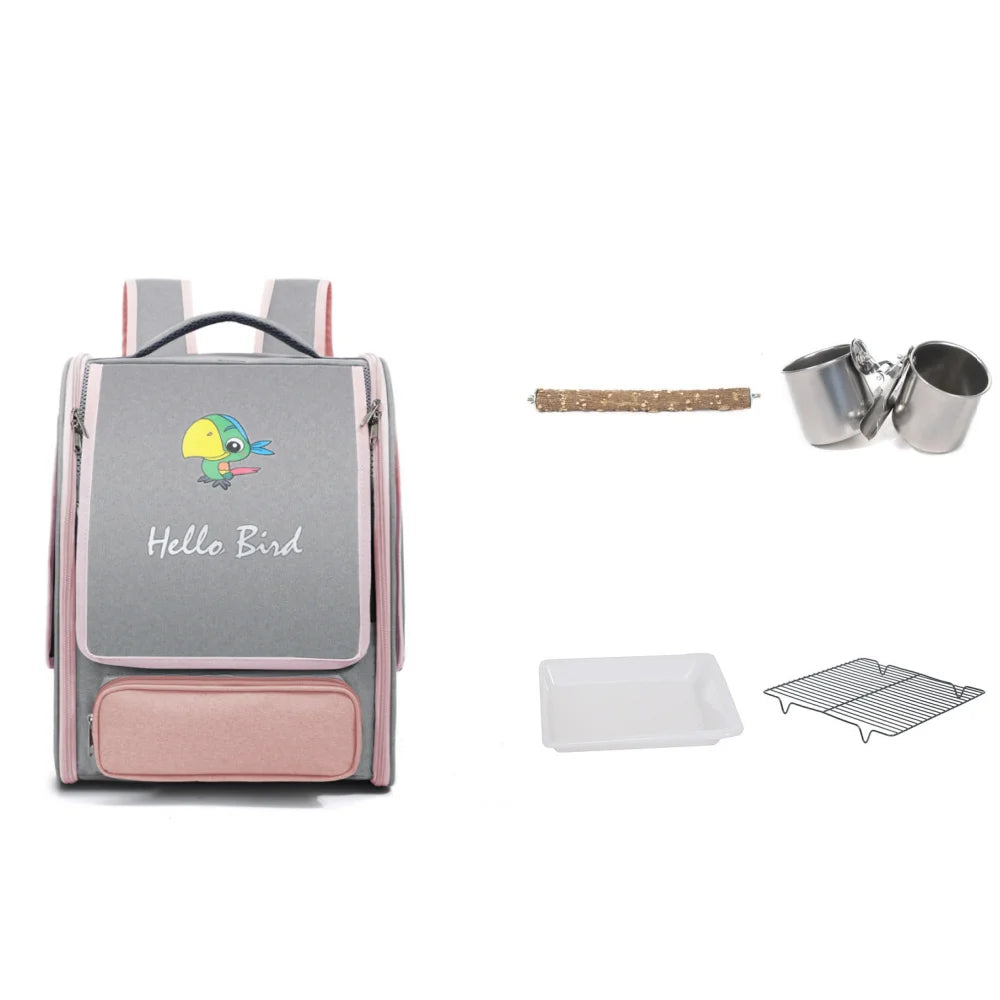 Bird Carrier with Perch and Tray
