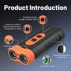 Dual Head Ultrasonic Dog Repeller USB Rechargeable High Power Bark Control Device With LED Flashlight For Outdoor Training