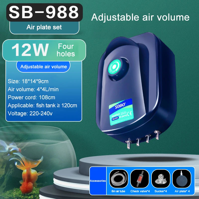 Silent Aquarium Oxygen Air Pump