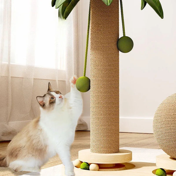 Coconut Wood Cat Tree with Turntable