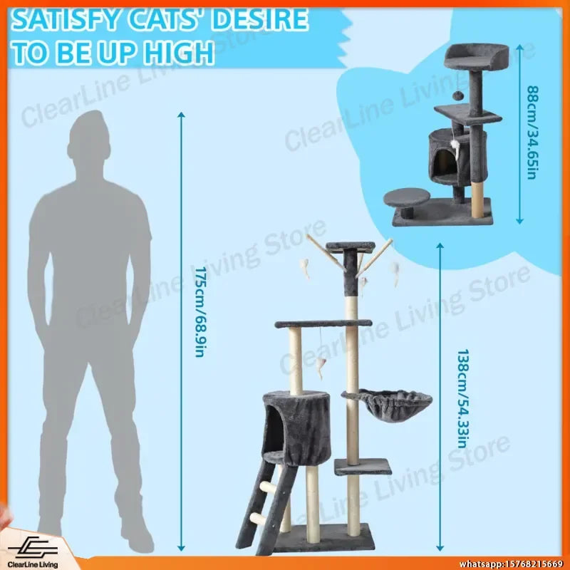 Large Multi-Tier Cat Tree with Cozy Beds