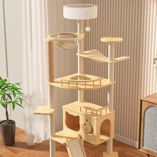 Large Solid Wood Cat Tree Tower