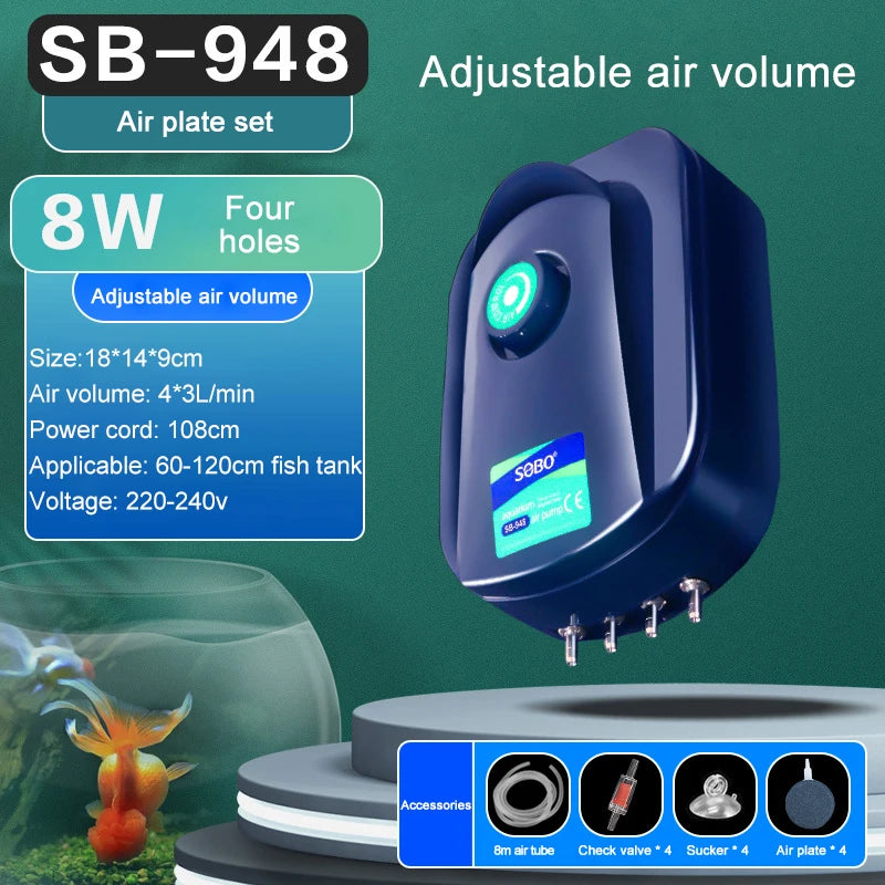Silent Aquarium Oxygen Air Pump