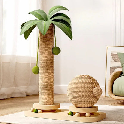 Coconut Wood Cat Tree with Turntable