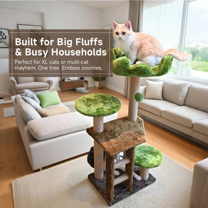 Medium Cat Tree Green Staircase