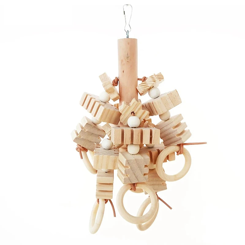 Natural Wooden Blocks Bird Chewing Toy