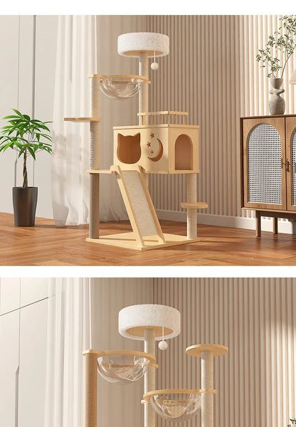 Large Solid Wood Cat Tree Tower