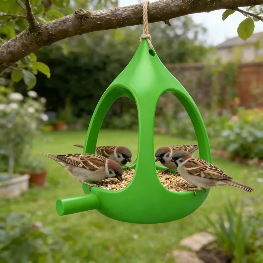 Plastic Bird Feeder House Birdhouse Water-Resistant Wild Bird Feeder Windproof Rain-Resistant Feeding Station for Bird Lovers