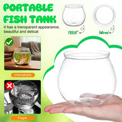 Transparent Fish Tanks Round Plastic Bowl for Desktop Office Home Aquarium Mini Small Tabletop Fish Tank Pet Container