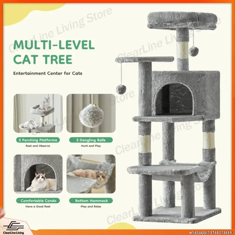 44 Inch Tall Cat Tree Tower for Multiple Cats