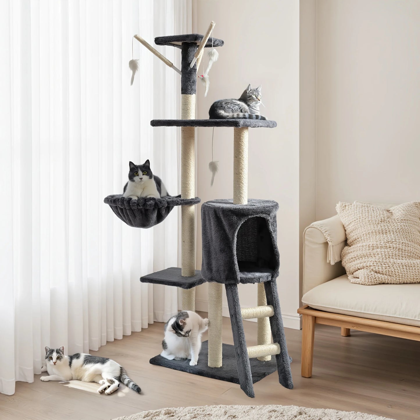 Large Multi-Tier Cat Tree with Cozy Beds