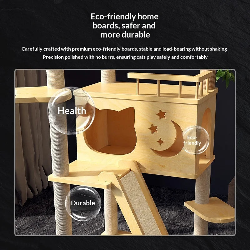 Large Solid Wood Cat Tree Tower