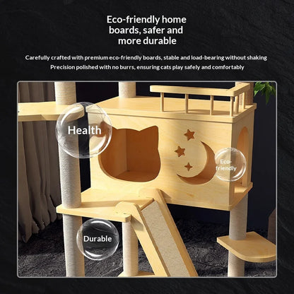 Large Solid Wood Cat Tree Tower
