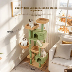 Cactus Shape Cat Tree Tower with Sisal Scratching Post Cat Condo Bed Integrated Climbing Tree Multi-Level Tall Cat Scratche