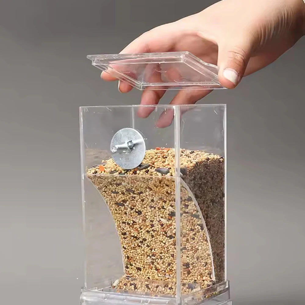 Anti-Spill Transparent Bird Food Box