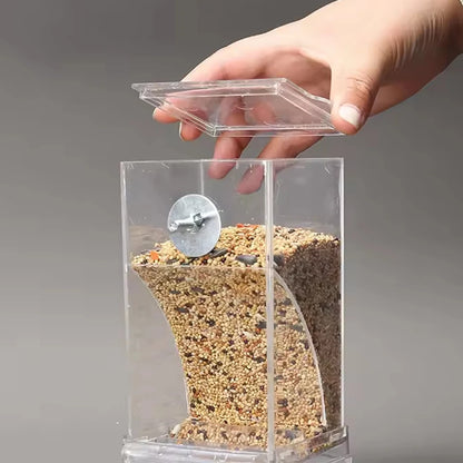 Anti-Spill Transparent Bird Food Box
