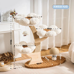 Small Space Saving Cat Tree All In One Cat Bed Mushroom Scratching Post Durable Warm Plush Climbing Tower For Indoor Apartment C