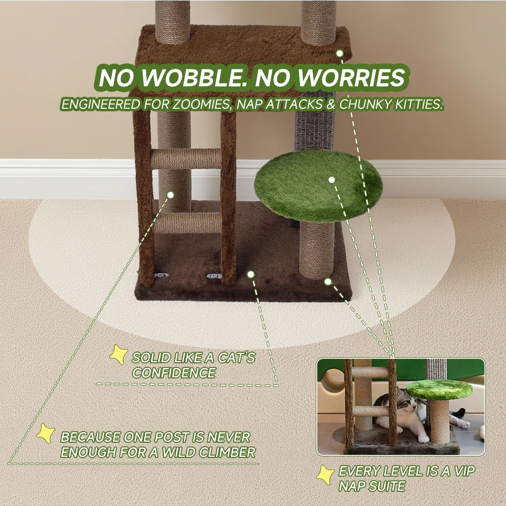 Medium Cat Tree Green Staircase