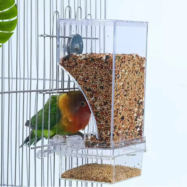 Anti-Spill Transparent Bird Food Box