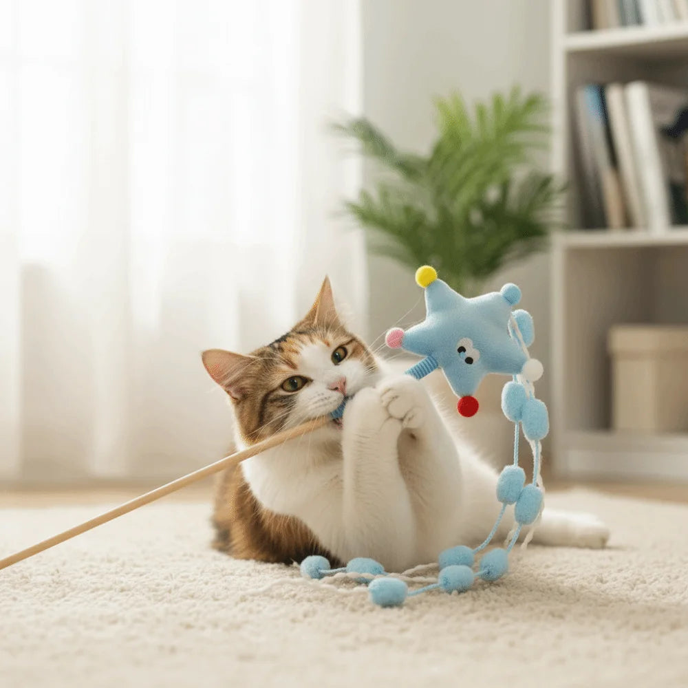 Funny Cartoon Stars Cat Teaser Stick