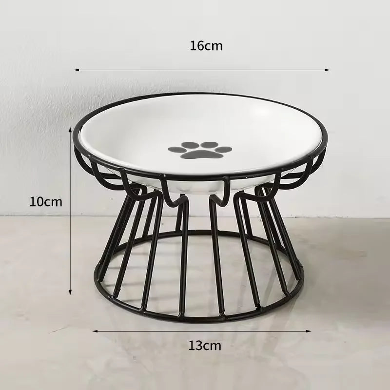 Ceramic Raised Pet Bowl Food Water Bowls with Rack for Cats Dogs Outdoor Feeding Drinking Accessories Doggie Cat Stand Bowl ﻿