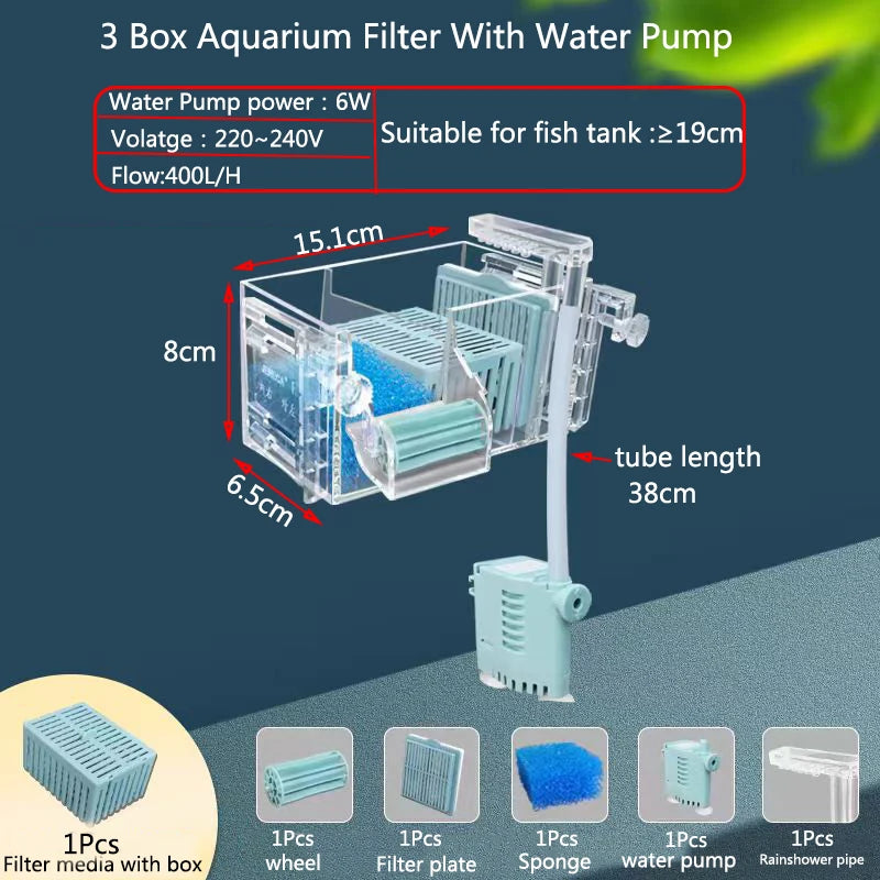 New Fish Tank Waterfall Filter Box