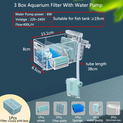 New Fish Tank Waterfall Filter Box