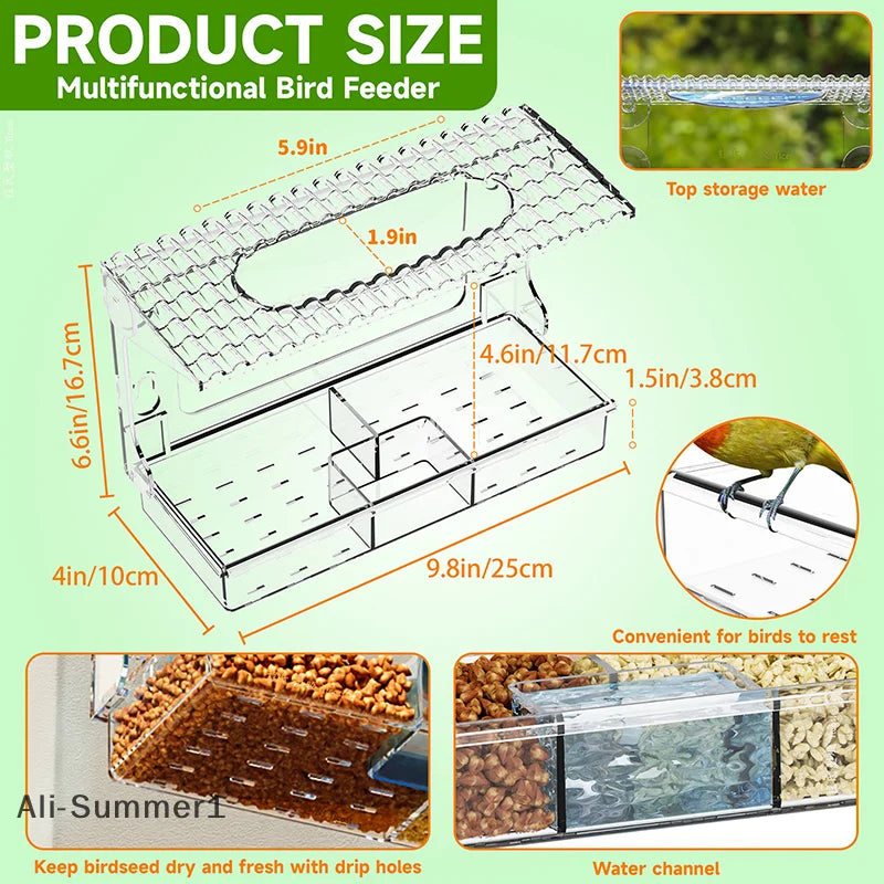 Acrylic Clear Window Bird Feeders With Strong Suction Cups