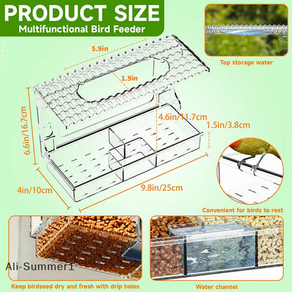 Acrylic Clear Window Bird Feeders With Strong Suction Cups