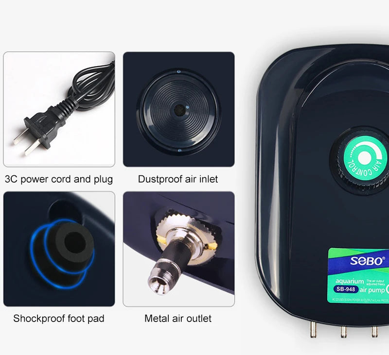 Silent Aquarium Oxygen Air Pump