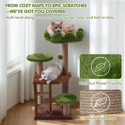 Medium Cat Tree Green Staircase