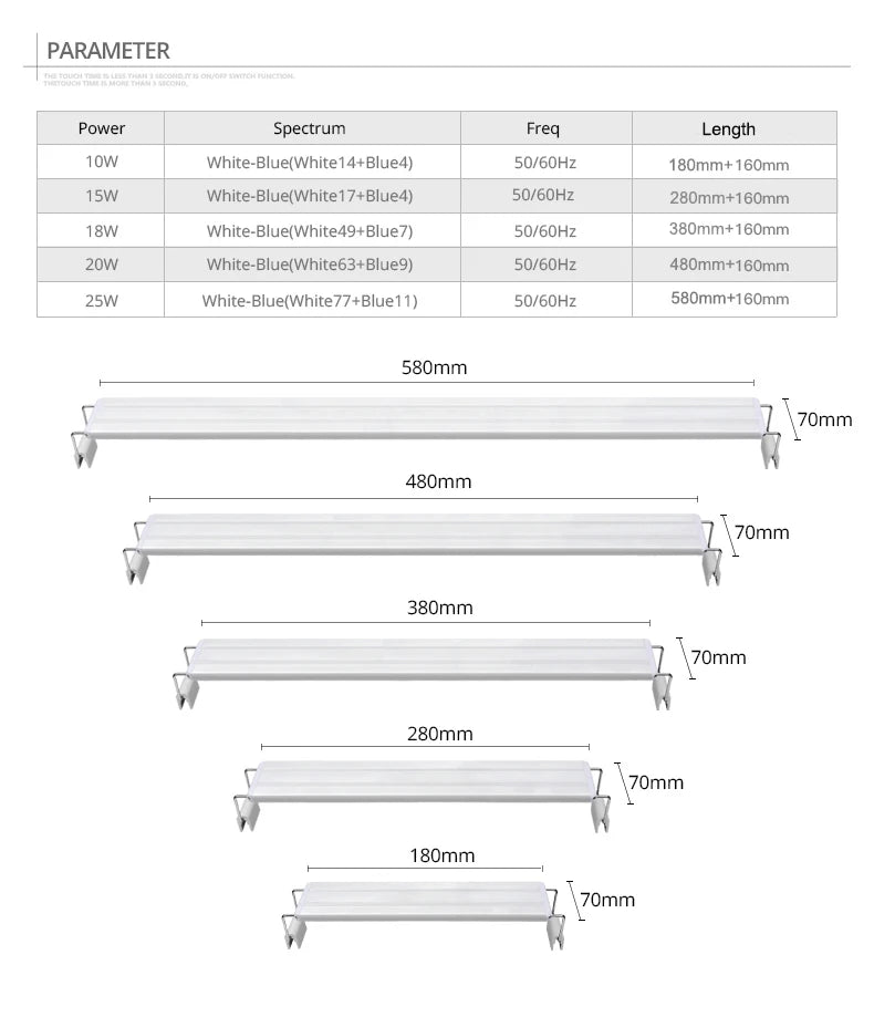Aquarium LED Light Super Slim Fish Tank