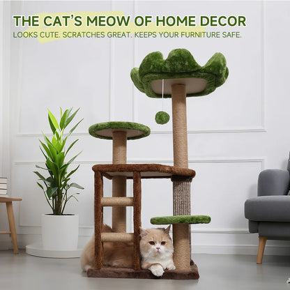 Medium Cat Tree Green Staircase