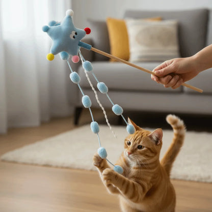 Funny Cartoon Stars Cat Teaser Stick