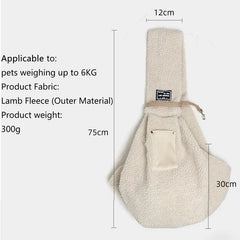 Winter Pet Crossbody Bag Warm Portable Lamb Plush Shoulder Handbag Suitable For Small Dog Cat Carrier Under 6kg ﻿
