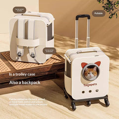 New Large Capacity Warm Rolling Pet Carrier, Airline Approved Cat Dog Suitcase, Portable Winter Crate & Backpack for Cats