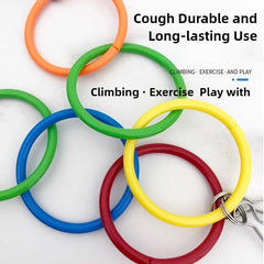 Parrot Swing Toy Bird Cage Toys with Bell Sound Colorful Climbing Ring for Lovebirds African Greys Cockatoo Parakeet Supplies