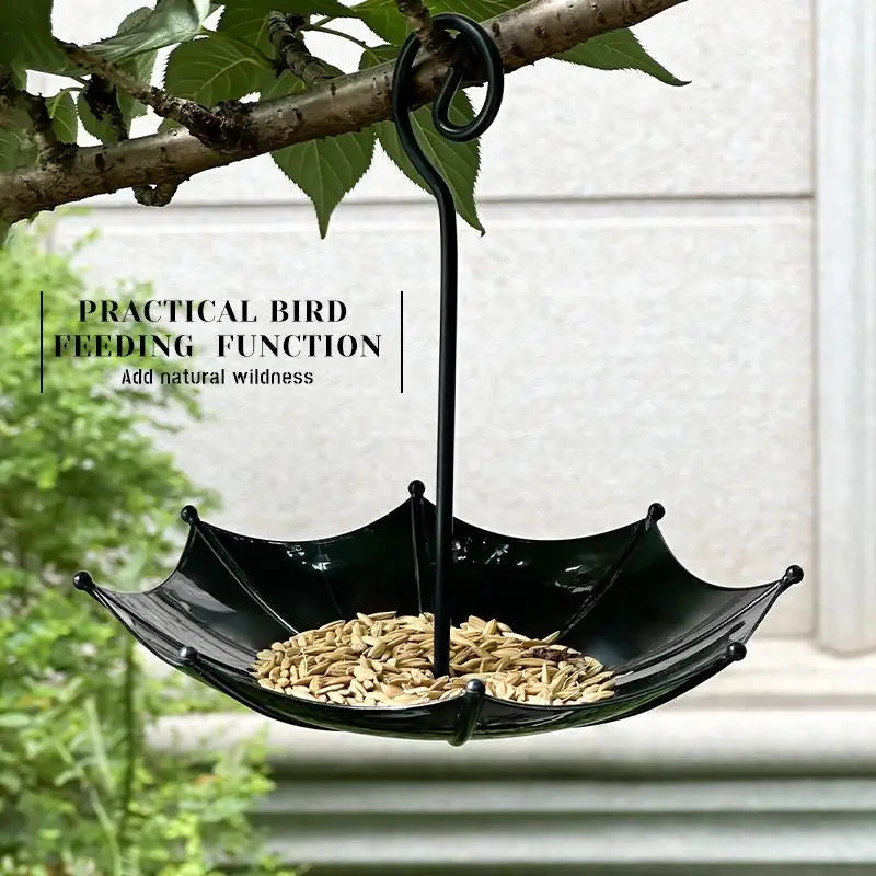 Heavy Duty Iron Hanging Bird Feeder Container Outdoor Bird Feeder With Large Tray For Garden Backyard