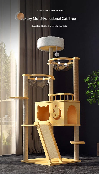 Large Solid Wood Cat Tree Tower