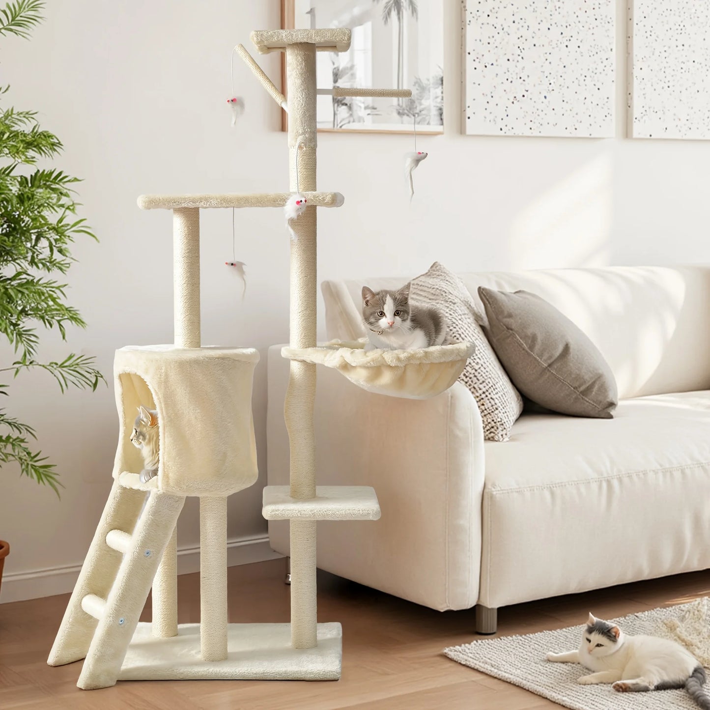 Large Multi-Tier Cat Tree with Cozy Beds