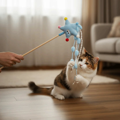 Funny Cartoon Stars Cat Teaser Stick