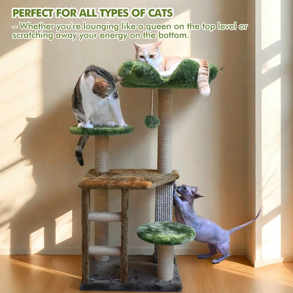 Medium Cat Tree Green Staircase