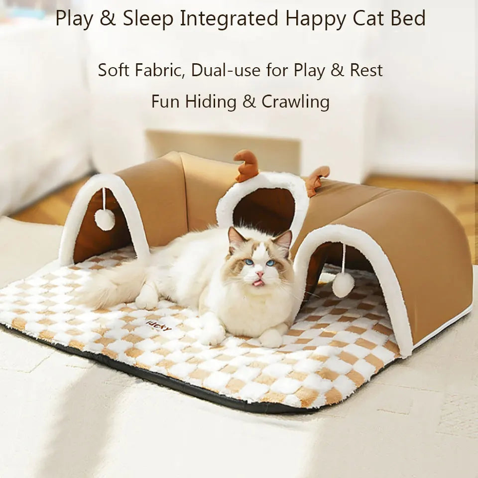 Autumn Winter Integrated Play & Sleep Cat Bed