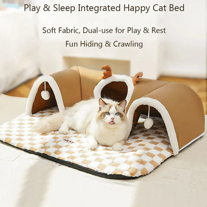 Autumn Winter Integrated Play & Sleep Cat Bed
