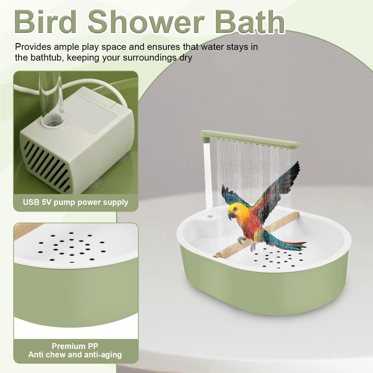 Parrot Automatic Bird Bath Tub